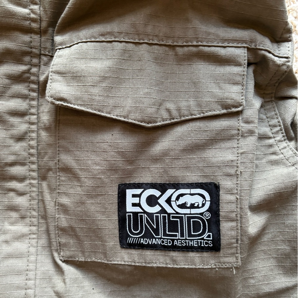 Ecko Unltd Khaki/Green Field Jacket Men’s Large Utility Pockets Full‎ Zip EUC - Picture 9 of 14